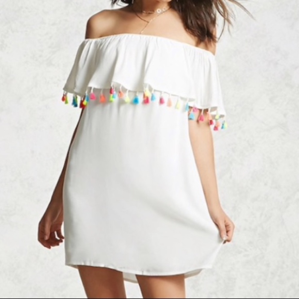forever 21 off the shoulder tassel dress / coverup